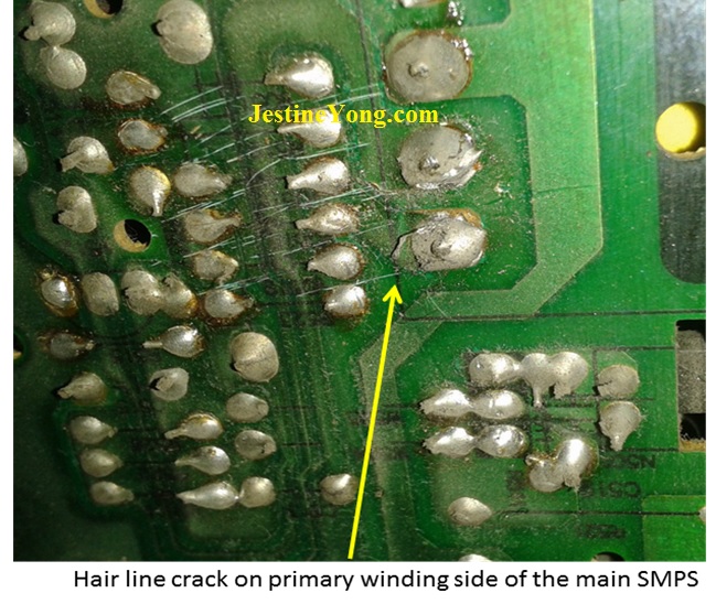 hairline crack in circuit board