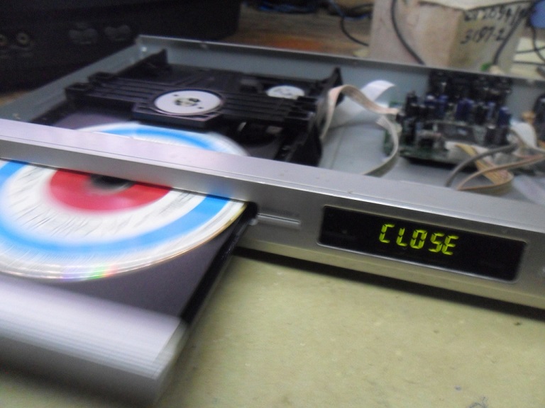 inserting a dvd disc