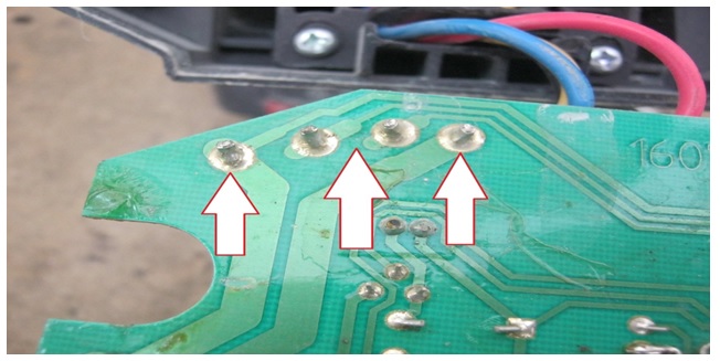 dry joints in circuit board