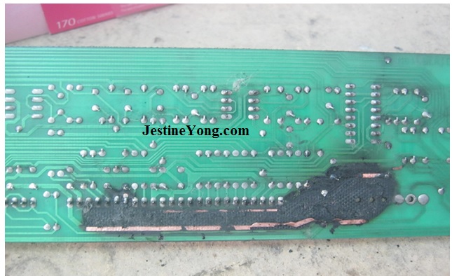burnt circuit board